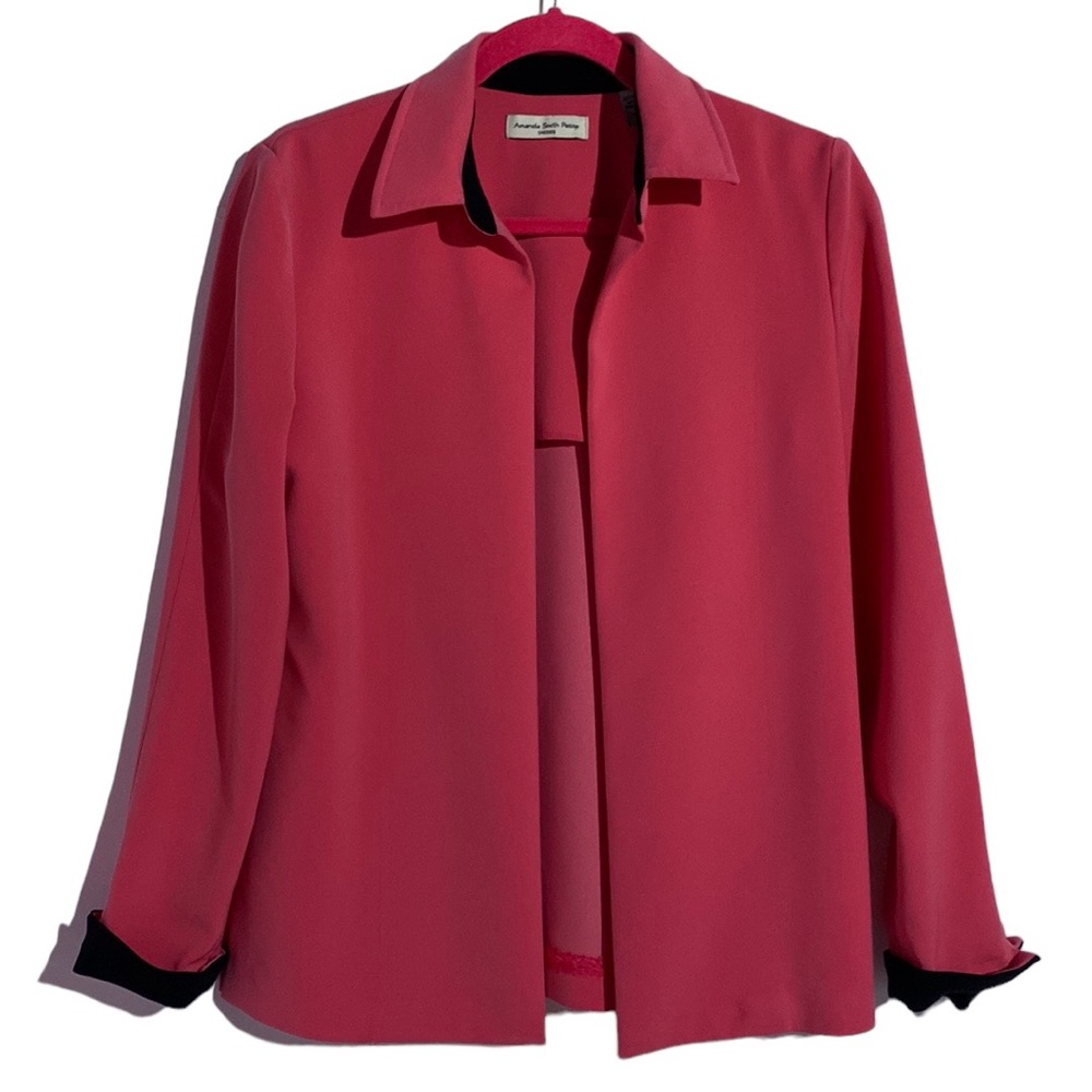 Amanda Smith blazer 4P pink black open front Barbiecore‎ office business career